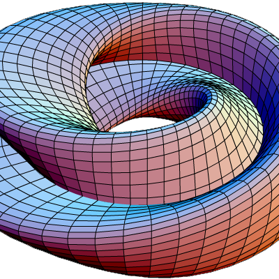Figure-eight immersion of a Klein bottle into R3. Made with Mathematica. Made by Fropuff, Inductiveload.